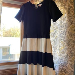 Black and white striped LulaRoe Midi dress